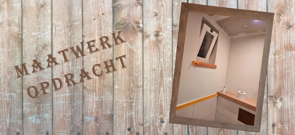 Eikenhouten vensterbank en legplank voor in een toilet