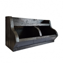 Kleine handzame zwarte houten gruttersbak  met twee vakken