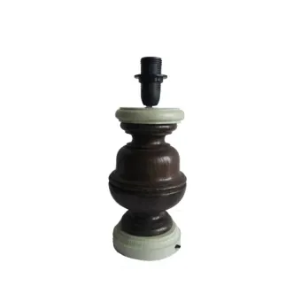 Robuuste kleine ronde tafellamp bruin met groen E14 fitting