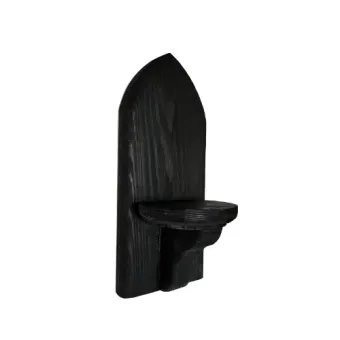 Landelijke houten wandkandelaar gothische stijl zwart