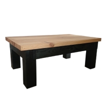 Massieve robuuste houten salontafel van douglas hout met zwarte poten 98x58,5x37,5 cm
