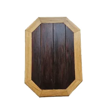 boven aanzicht van tafelblad kleine bijzettafel van eikenhout