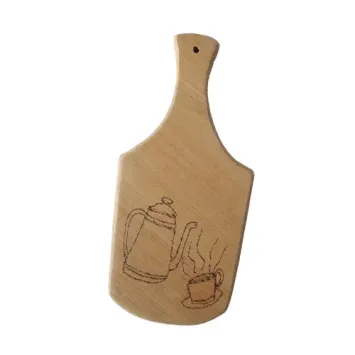 kleine decoratieve snijplank van eikenhout met koffieprint