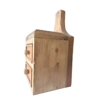 klein houten ladekastje met twee lades zijkant