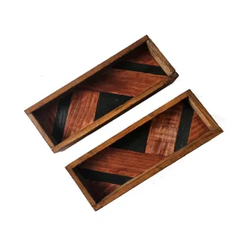 kleine houten mozaïek dienblad boven aangezicht